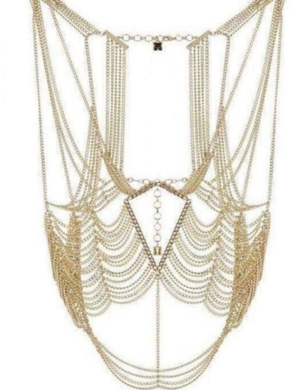 Rare BCBG Roxie Gold Multi-Layer Chain Body Necklace - Women Jewelry